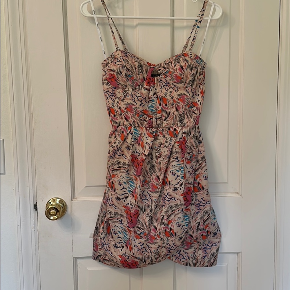 Spaghetti strap multicolored mini dress